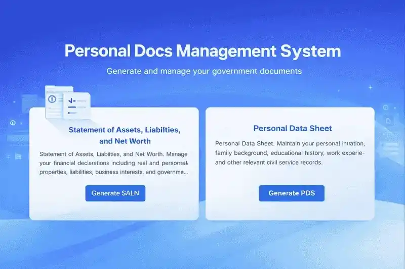 Personal Docs Management System application screenshot